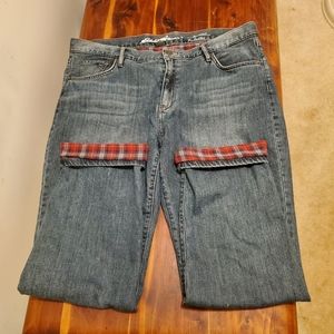 Flannel lined Eddie Bauer Boyfriend Relaxed Jeans sz 14